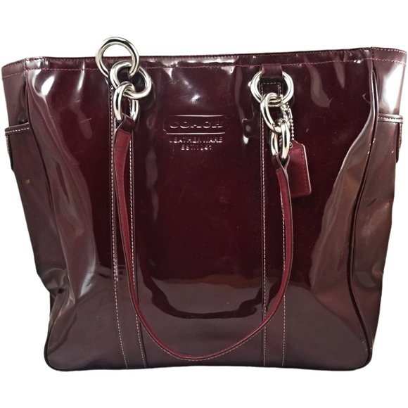 Coach Handbags - Coach East West Large Red Patent Leather Shopper Tote #F12838